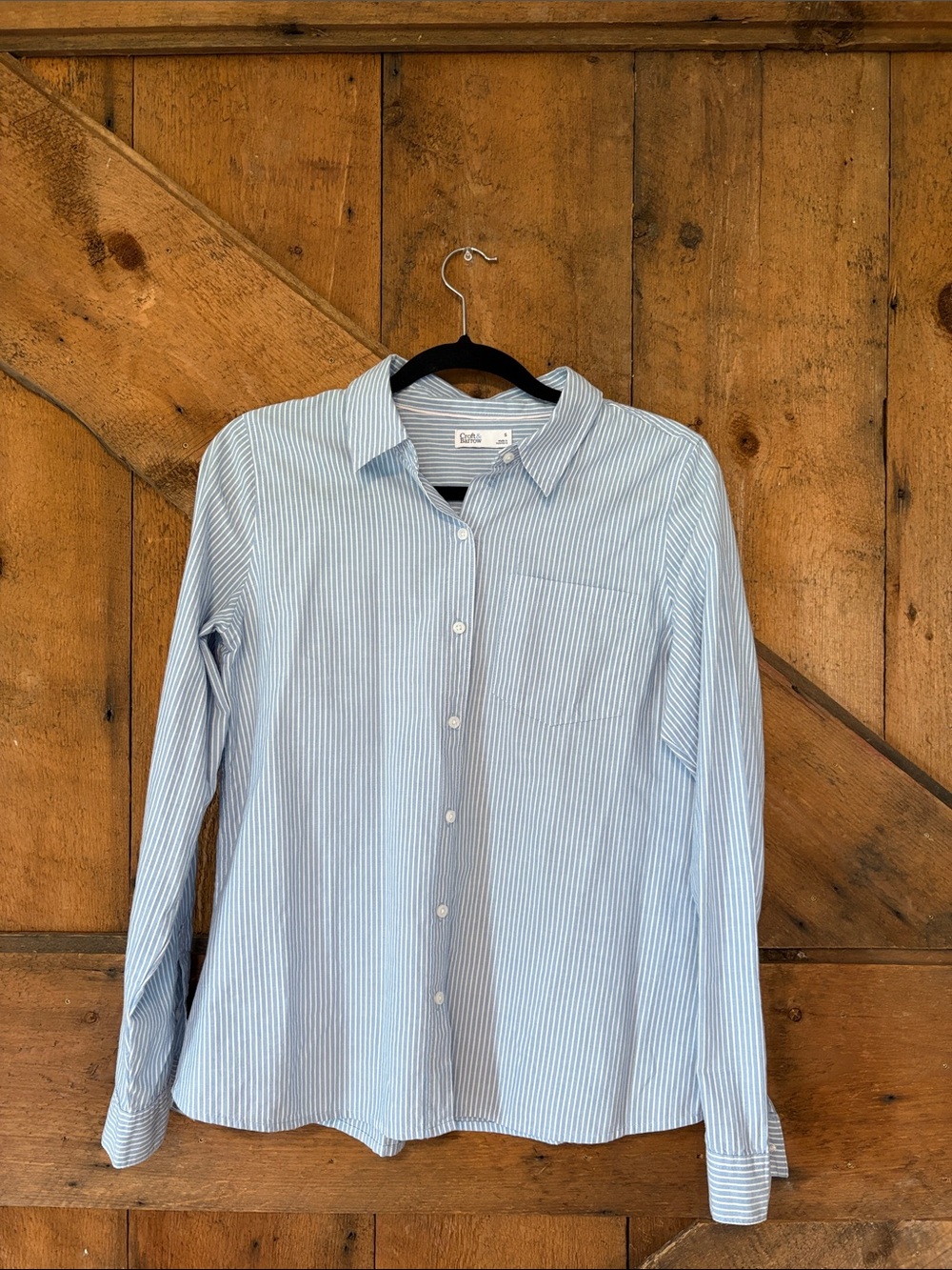 croft & barrow Light Blue & White Striped Button-Down Shirt